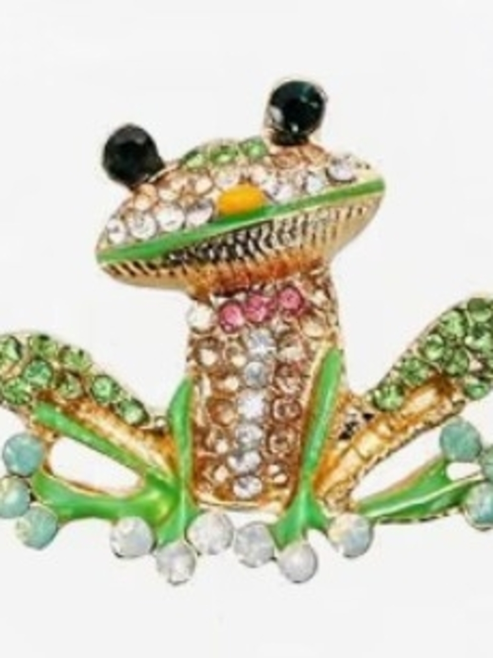 Green Crystal Frog Pin Brooch - Decorative Reptile Accent